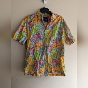 The Nutter Neon Pineapple Hawaiian shirt Large Collar Popover Cotton USA AOP